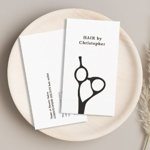 Minimalist Elegant Black White Hair Stylist Business Card
