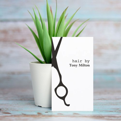 Minimalist Elegant Black White Hair Stylist Business Card