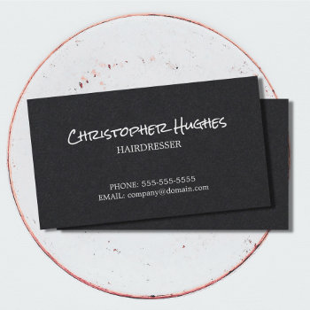 Minimalist Elegant Black White Hairdresser Business Card by pro_business_card at Zazzle