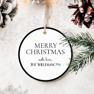 Minimalist Elegant Black White Merry Christmas Favor Tags