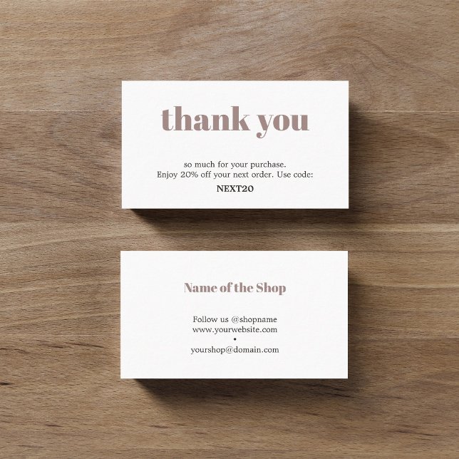 Minimalist Elegant Black White Pastel Thank You Discount Card (Creator Uploaded)