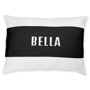 Minimalist Elegant Black White Personalized Pet Bed
