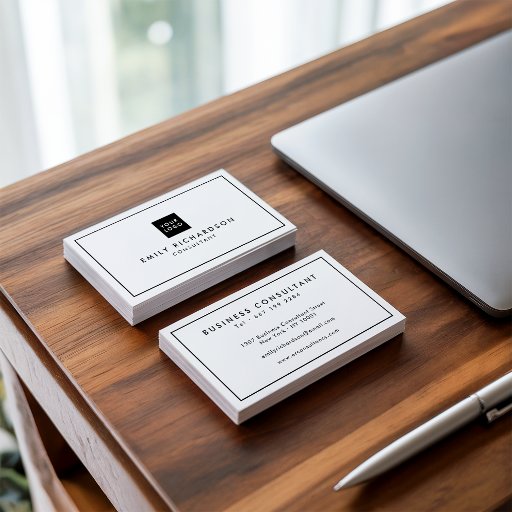 Customizable Minimalist elegant black white professional logo business card
