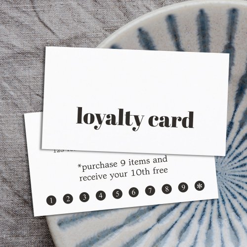 Minimalist Elegant Black White Shop  Loyalty Card