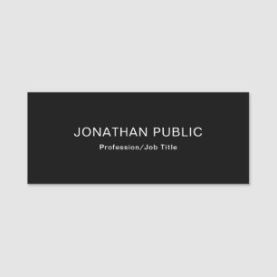 Minimalist Elegant Black White Simple Template Name Tag