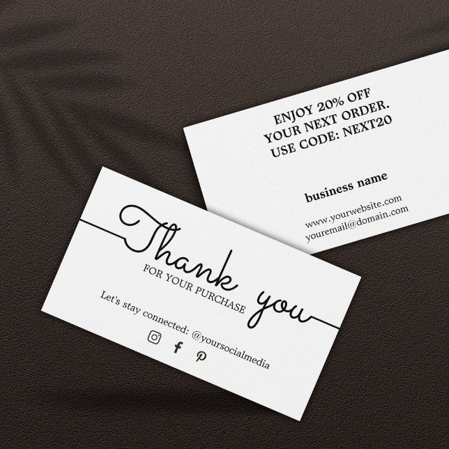 Minimalist Elegant Black White Thank You Coupon (Creator Uploaded)