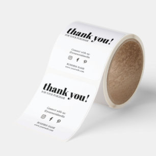 Minimalist Elegant Black White Thank You Square Sticker