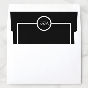 Minimalist Elegant Black & White Wedding Envelope Liner