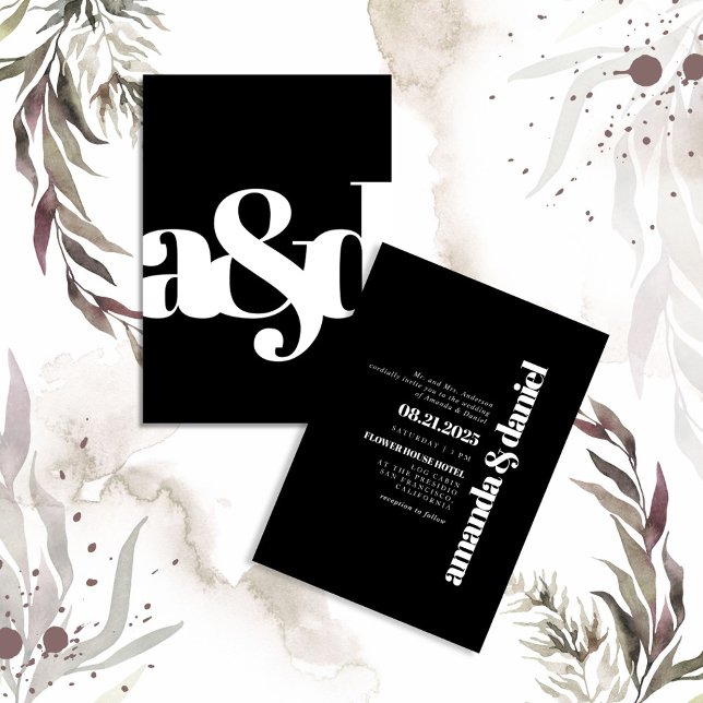 Minimalist Elegant Black White Wedding Invitation (Creator Uploaded)