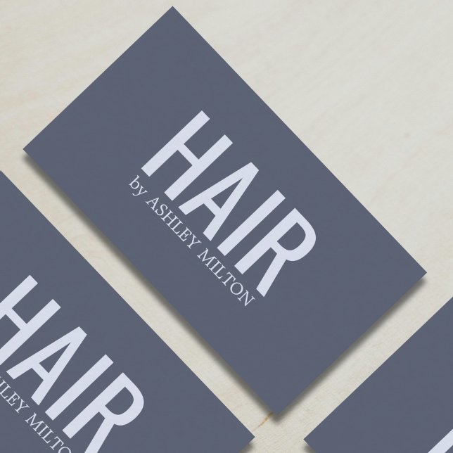 Minimalist Elegant Blue Bold Hair Salon Business Card (Creator Uploaded)
