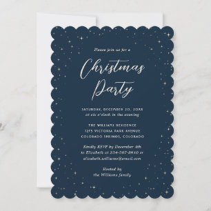 Minimalist Elegant Blue Christmas Party Invitation