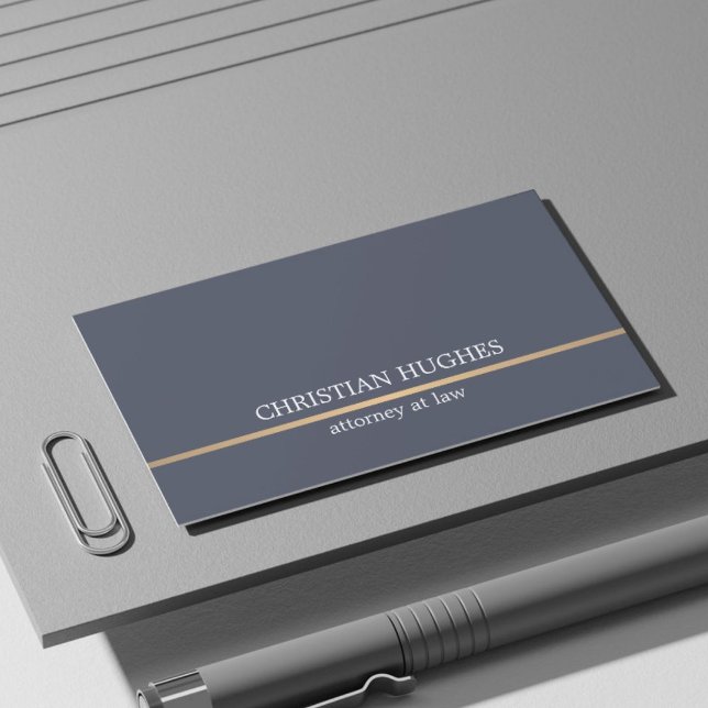 Minimalist Elegant Blue Faux Copper Line Attorney Business Card (Creator Uploaded)