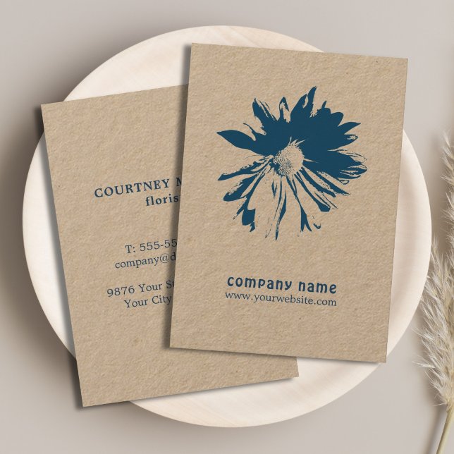 Minimalist Elegant Blue Flower Florist Business Card (Creator Uploaded)