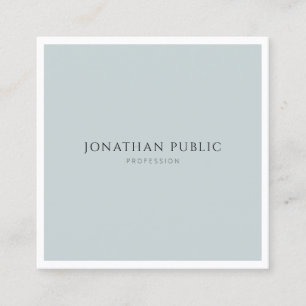 Minimalist Elegant Blue Green Simple Modern Plain Square Business Card