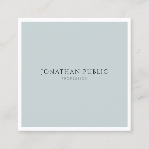 Minimalist Elegant Blue Green Simple Modern Plain Square Business Card