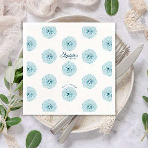 Minimalist Elegant Blue Hydrangeas Birthday Party Napkins
