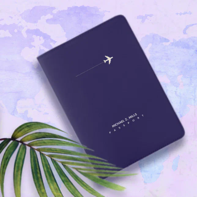 minimalist elegant blue passport holder Zazzle