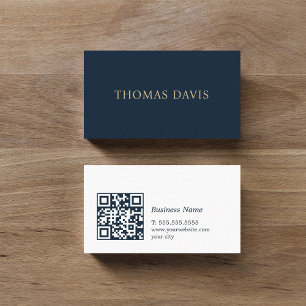 Minimalist Elegant Blue QR Code Consultant Business Card