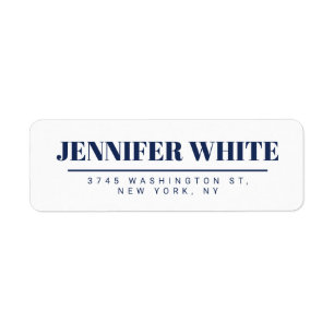 Minimalist Elegant Blue & White Plain Retro Label