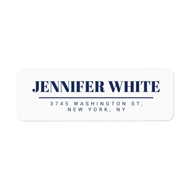 Minimalist Elegant Blue & White Plain Retro Label (Front)