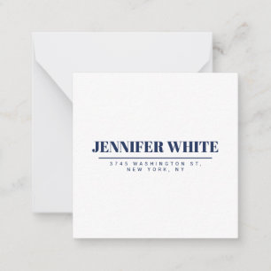 Minimalist Elegant Blue & White Plain Retro Note Card