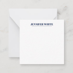 Minimalist Elegant Blue & White Plain Retro Note Card