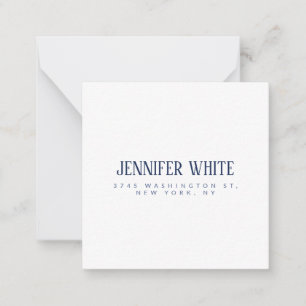 Minimalist Elegant Blue & White Plain Retro Note Card