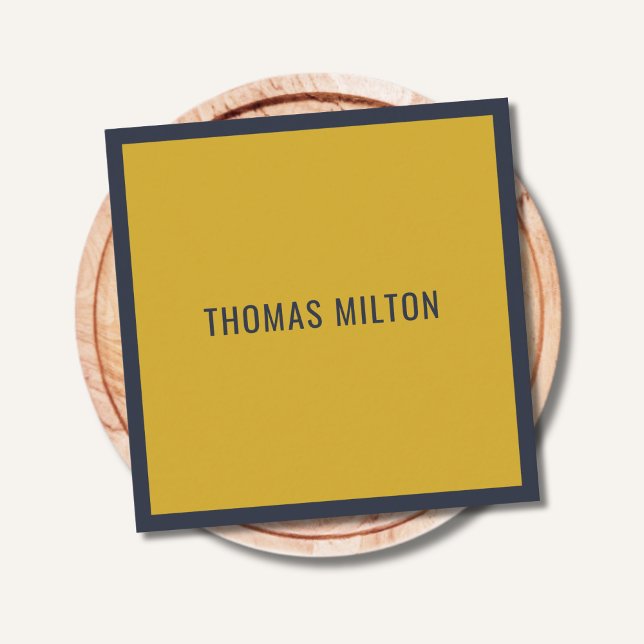 Minimalist Elegant Blue Yellow Consultant Square Business Card (Creator Uploaded)