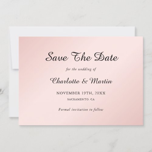 Minimalist Elegant Blush and Black Wedding Save The Date