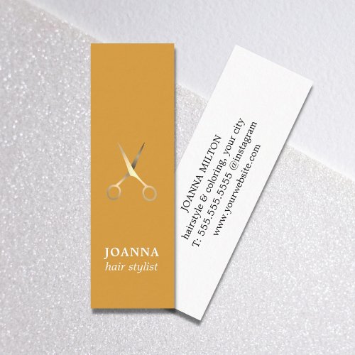 Minimalist Elegant Blush Faux Gold Scissors Hair Mini Business Card