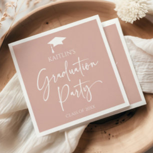 Minimalist Elegant Blush Pink Graduation Party Napkins