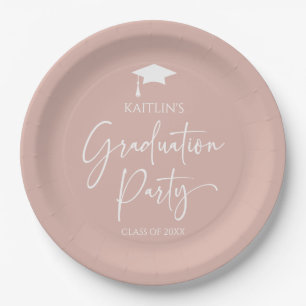 Minimalist Elegant Blush Pink Graduation Party Paper Plates
