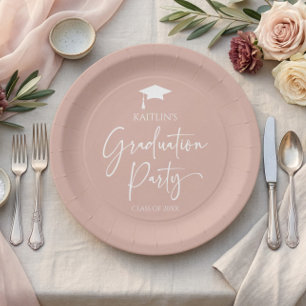 Minimalist Elegant Blush Pink Graduation Party Paper Plates