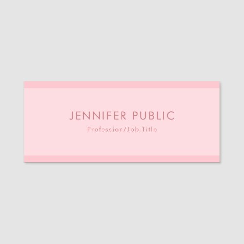 Minimalist Elegant Blush Pink Simple Chic Template Name Tag