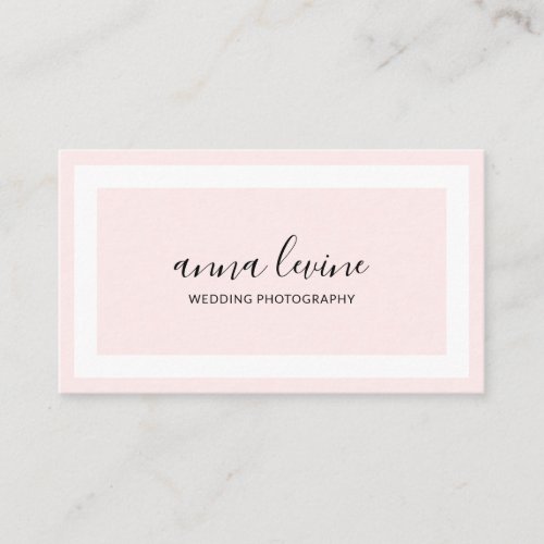 Minimalist Elegant Blush Pink White Border Business Card