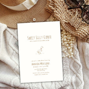 Minimalist Elegant Boho Silly Goose Baby Shower Invitation