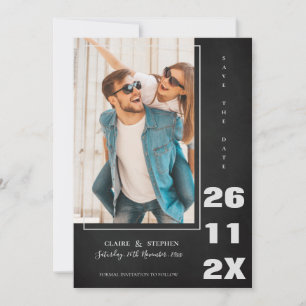 Minimalist Elegant Bold Font White Black  Wedding Save The Date