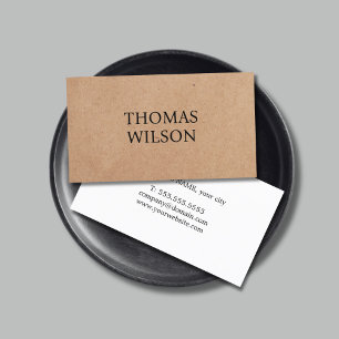 Minimalist Elegant Bold Printed  Kraft Consultant  Business Card