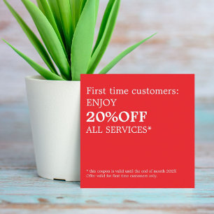 Minimalist Elegant Bold Red White Coupon