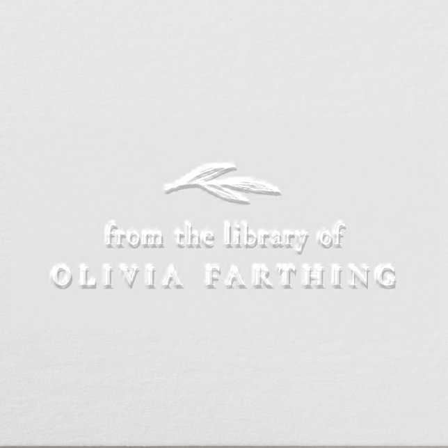 Minimalist Elegant Botanical "From The Library Of" Embosser (Design)
