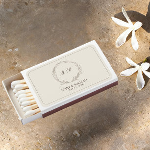 Minimalist Elegant Botanical Wedding Sticker Matchboxes
