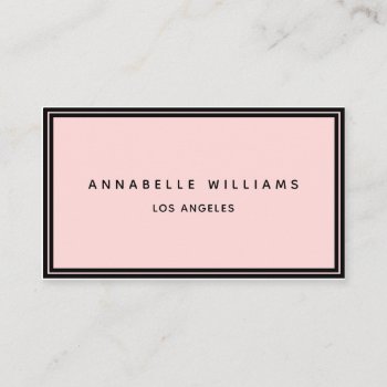 Minimalist Elegant Boutique Black Pink Business Card by MG_BusinessCards at Zazzle