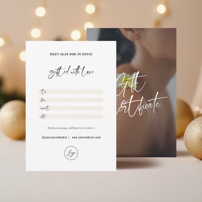Minimalist Elegant Branded Logo Gift Certificate Thank You Card (Creator Uploaded)