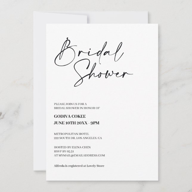 Minimalist Elegant Bridal Shower Invitation (Front)