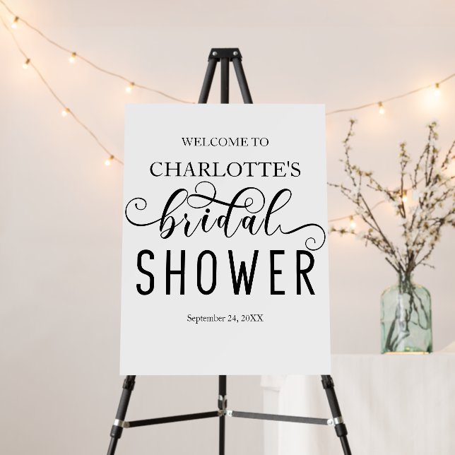Minimalist Elegant Bridal Shower Welcome Sign (In Situ (Stand))