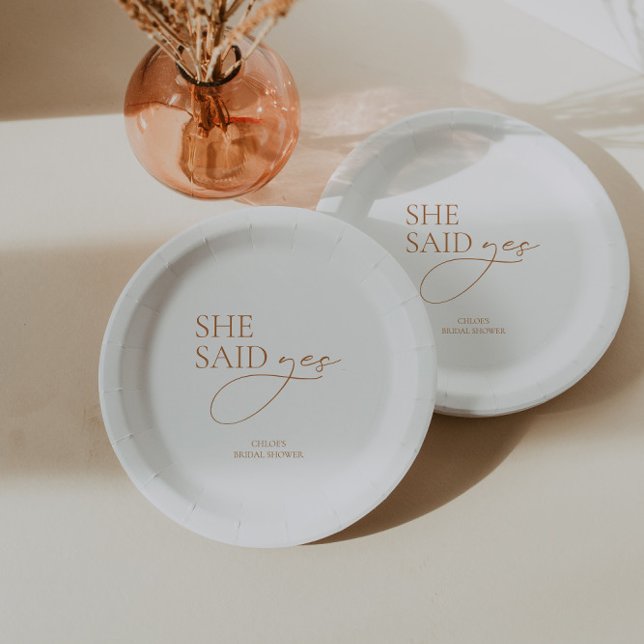 Minimalist Elegant Bridal Shower White Paper Plates (Creator Uploaded)