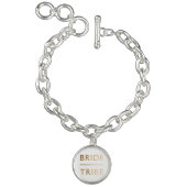 minimalist elegant bride tribe faux gold text charm bracelet (Product)