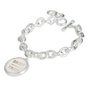 minimalist elegant bride tribe faux gold text charm bracelet (Side)