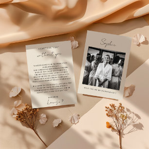 Minimalist Elegant Bridesmaid Photo Proposal Card