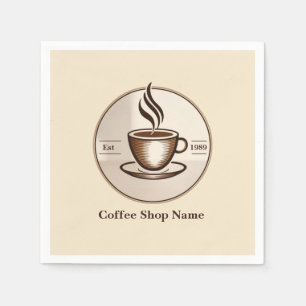 Minimalist Elegant Brown Coffee business logo shop Napkins
